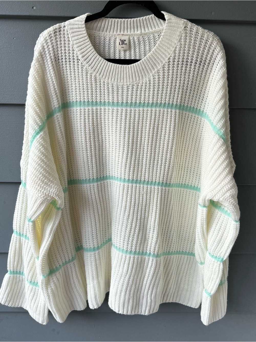 Sew in Love sz 3xl cream & mint striped sweater